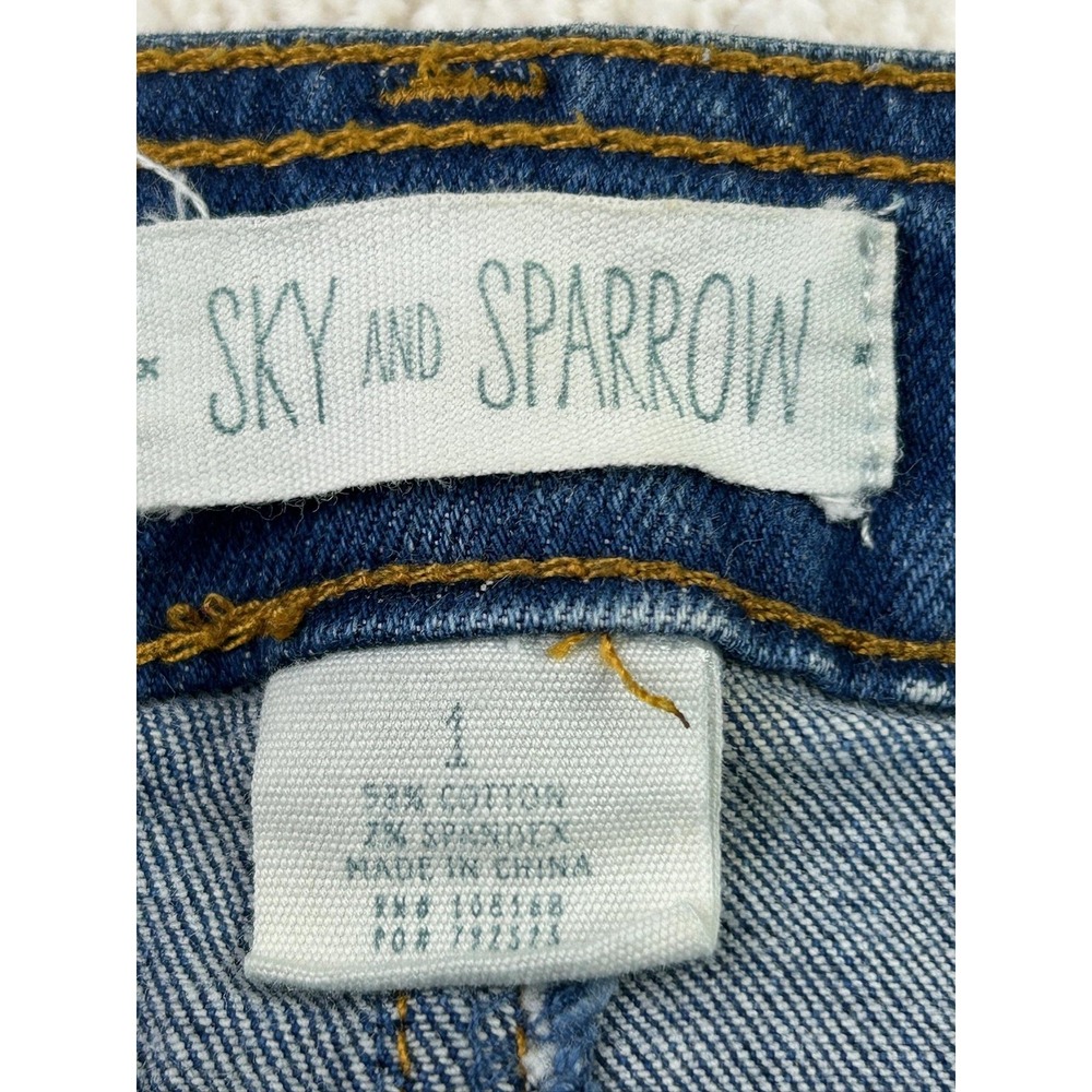 Sky and Sparrow Jeans Womens 1 Blue High Rise Straight Leg Raw Hem Vintage Style - Picture 8 of 12